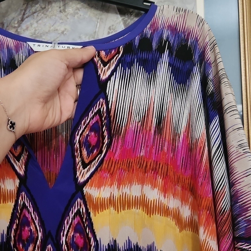 Trina Turk Theodore Dress 100%Silk Size XS Small Elegant Glam Coastal Bohemian - Picture 3 of 12